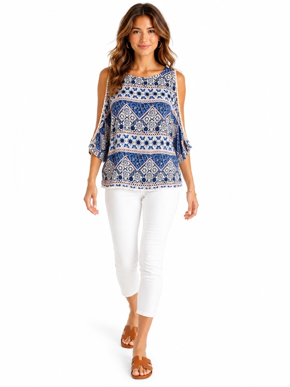 Boho Open Shoulder Split Sleeve Top